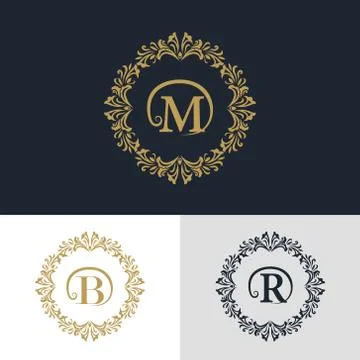 Monogram template logo. Letter emblem sing M, B, R 스톡 일러스트