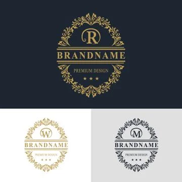 Monogram template logo. Letter emblem sing R, W, R Stock-Illustration