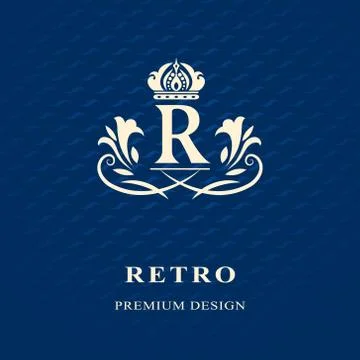 Monogram template logo. Letter emblem sing R Stock Illustration