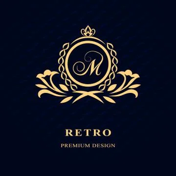 Monogram template logo. Letter emblem sing M Stock-Illustration