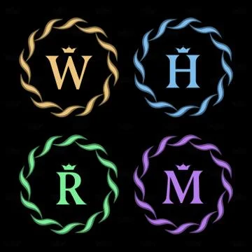 Monogram template logo. Letter emblem sing W, H, R, M Illustrazione stock