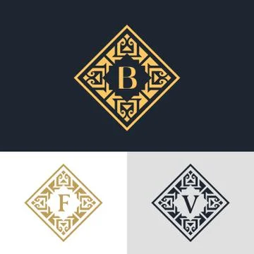 Monogram template logo. Letter emblem sing b, f, v Stock-Illustration