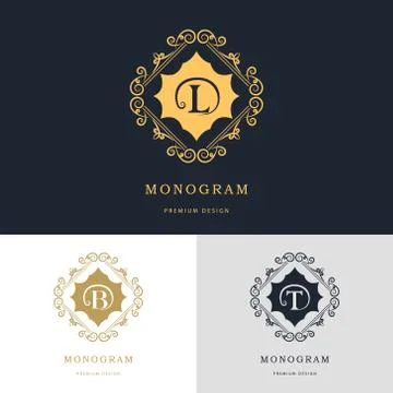 Monogram template logo. Letter emblem sing L, B, T Stock Illustration