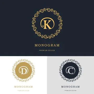 Monogram template logo. Letter emblem sing K, D, C Illustrazione stock
