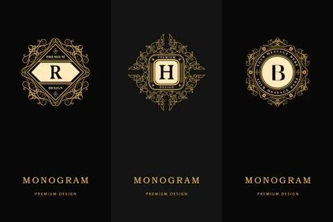 Monogram template logo. Letter emblem sing R, H, B Stock-Illustration