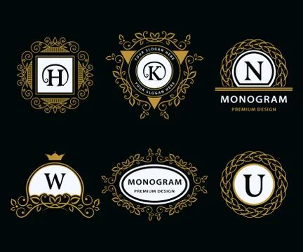 Monogram template logo. Letter emblem sing H, N, W, U Stock-Illustration
