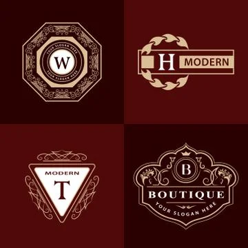 Monogram template logo. Letter emblem sing W, H, T, B Stock-Illustration