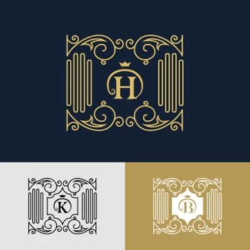 Monogram template logo. Letter emblem sing H, K, B Stock-Illustration