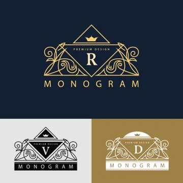 Monogram template logo. Letter emblem sing R, V, D Stock-Illustration