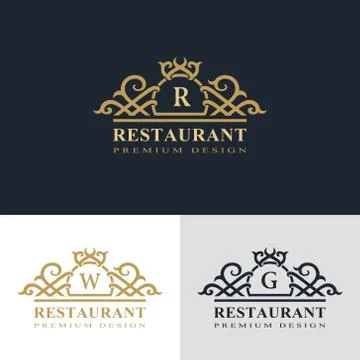 Monogram template logo. Letter emblem sing R, W, G Stock-Illustration