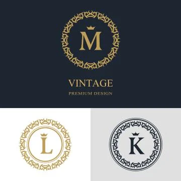 Monogram template logo. Letter emblem sing M, L, K Stock-Illustration