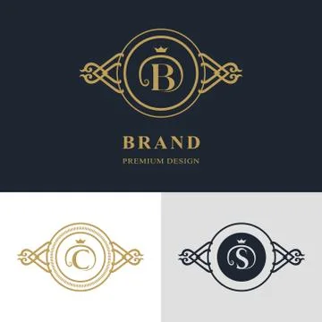 Monogram template logo. Letter emblem sing B, S, C Stock-Illustration