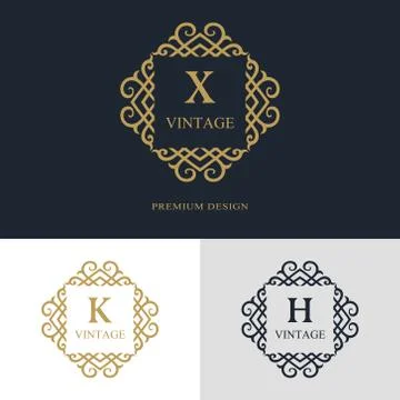 Monogram template logo. Letter emblem sing X, K, H Stock-Illustration