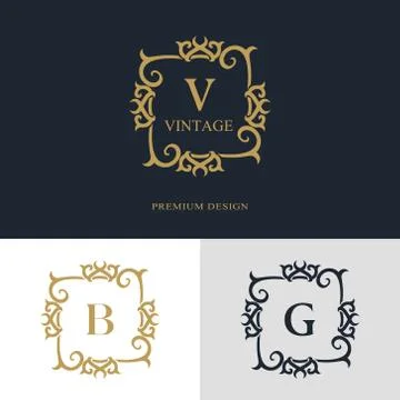 Monogram template logo. Letter emblem sing V, B, G Stock-Illustration
