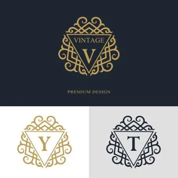Monogram template logo. Letter emblem sing V, Y, T Stock-Illustration