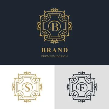 Monogram template logo. Letter emblem sing B, S, F Stock-Illustration