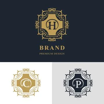 Monogram template logo. Letter emblem sing H, C, P Illustrazione stock