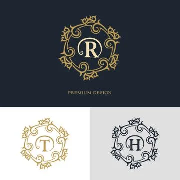 Monogram template logo. Letter emblem sing R, T, H Stock-Illustration