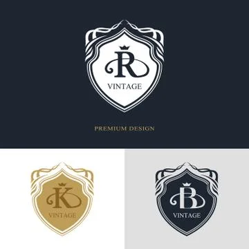 Monogram template logo. Letter emblem sing R, K, B Illustrazione stock