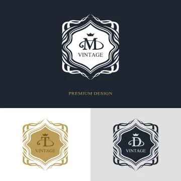 Monogram template logo. Letter emblem sing M, T, D 스톡 일러스트