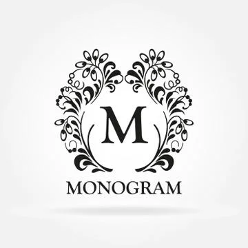 Monogram template. Vintage frame. Design element for hotel, restaurant Stock Illustration