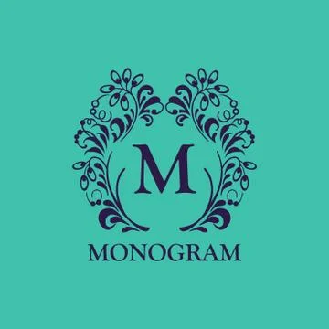 Monogram template. Vintage frame. Design element for hotel, restaurant, boutique Stock Illustration