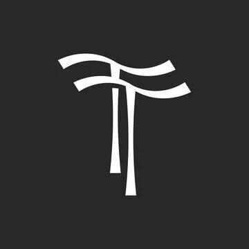Monogram TT logo initials with curved lines and minimalistic design, two le.. Stock Illustration