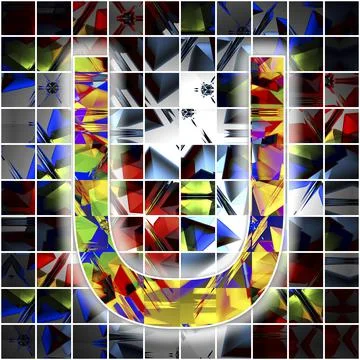 Monogram U with kaleidoscope pattern Stock Illustration