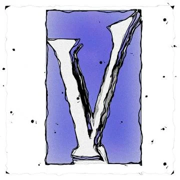 Monogram V draft and draw 스톡 일러스트