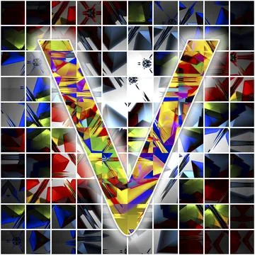 Monogram V with kaleidoscope pattern Stock Illustration