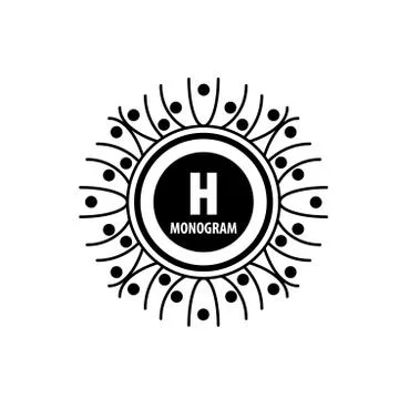 Monogram vector in frame Stock Illustration