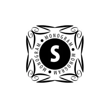 Monogram vector in frame Illustrazione stock