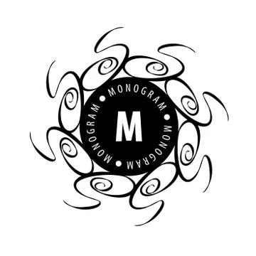 Monogram vector in frame Stock Illustration
