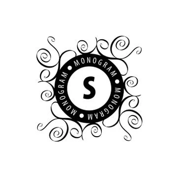 Monogram vector in frame Stock Illustration