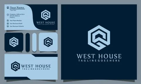 Monogram W hexagonal house luxury logos design vector illustration with line イラスト素材