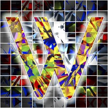 Monogram W with kaleidoscope pattern Stock Illustration