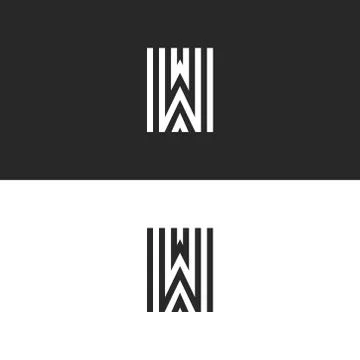 Monogram W letter linear logo mockup, black and white parallel lines stylish  Stock Illustration