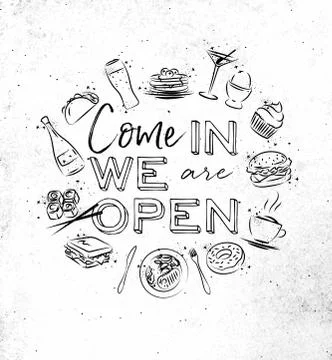 Monogram we are open Stock Illustration