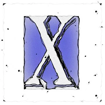 Monogram X draft and draw 스톡 일러스트