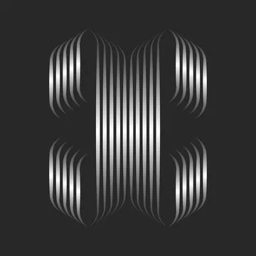 Monogram X letter initial logo 3d effect, Gothic style silver gradient parall Stock Illustration