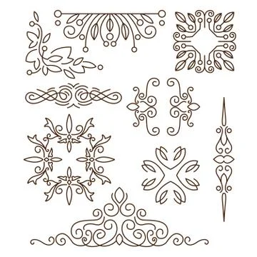 Monograms,line design elements for logos, frames and borders in modern style Illustrazione stock