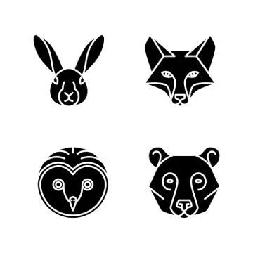 Monoline Animal Faces Stock Illustration