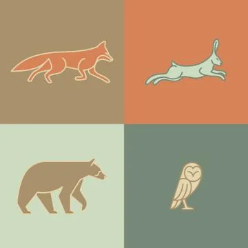 Monoline Animals Illustrazione stock