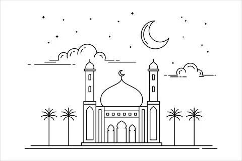 Monoline design mosque Stock Illustration
