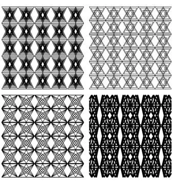 Monoline design patterns in white and black Stock Illustration