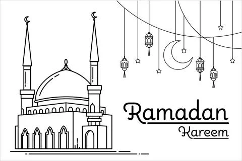 Monoline mosque ramadan concept Stock Illustration