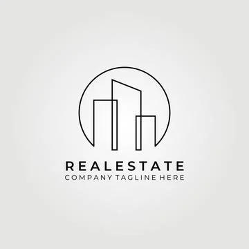 Monoline real estate logo vector illustration design , sign, symbol, icon Illustrazione stock