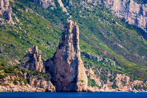 The monolith of Pedra Longa, Baunei, province of Ogliastra, East Sardinia, It Stock Photos