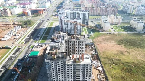 Monolithic frame construction of the building. Solid walls of concrete. Stock Footage 218731281