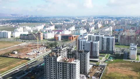Monolithic frame construction of the building. Solid walls of concrete. Stock Footage 218731286